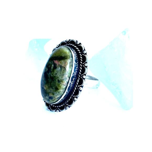 925 Silver Oval Unakite Ring - Picture 3 of 5